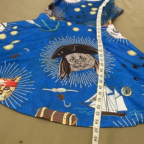 COWCOW Lovely 🏴☠️ Pirate Cat theme, womens DRESS size MEDIUM - Picture 12 of 12